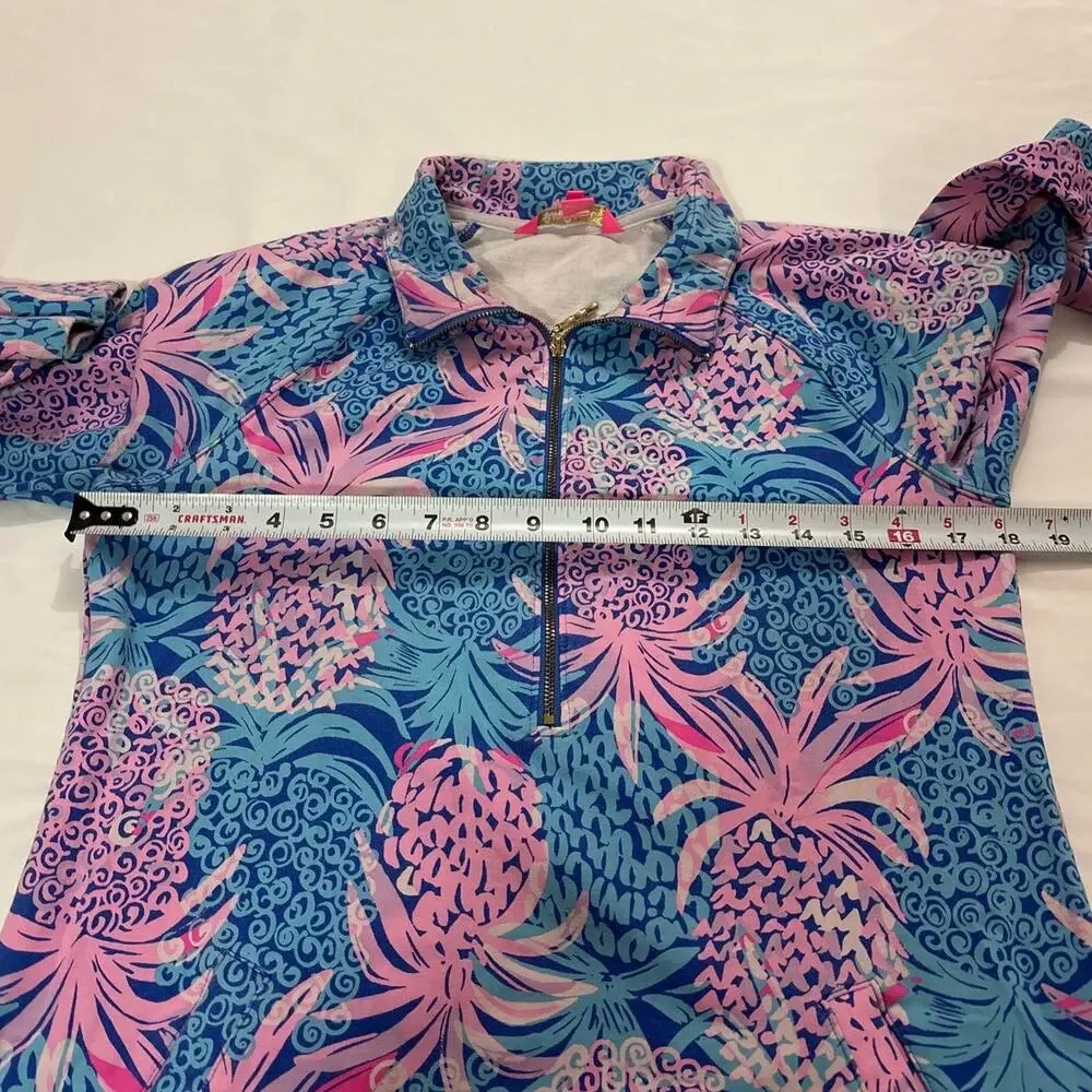 Lilly Pulitzer Womens Medium UPF Skipper Dress Tropic Down Low Print Vacation